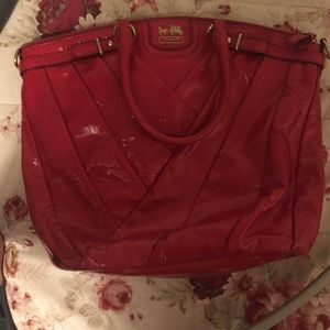 Red Leather Coach Handbag